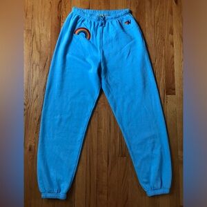 Aviator Nation Light Blue Rainbow Jogger Sweatpants XL